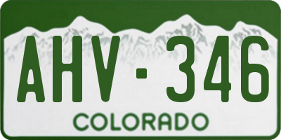 CO license plate AHV346