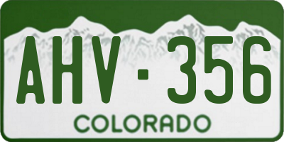 CO license plate AHV356