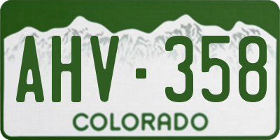 CO license plate AHV358