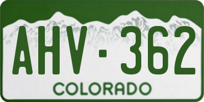 CO license plate AHV362