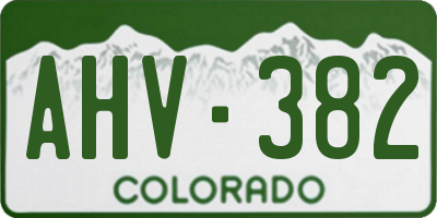 CO license plate AHV382