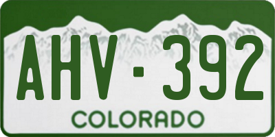 CO license plate AHV392