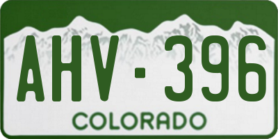 CO license plate AHV396