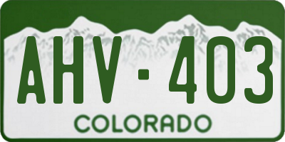 CO license plate AHV403