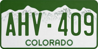 CO license plate AHV409