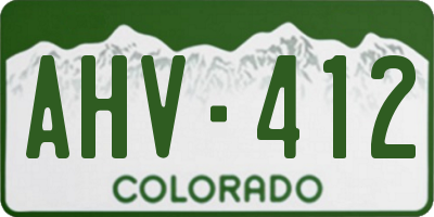 CO license plate AHV412