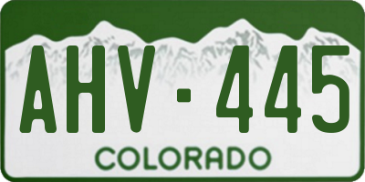 CO license plate AHV445