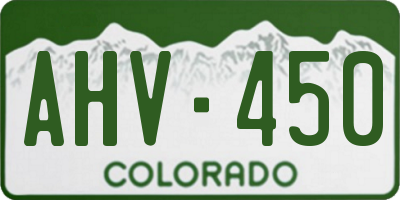 CO license plate AHV450