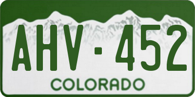 CO license plate AHV452