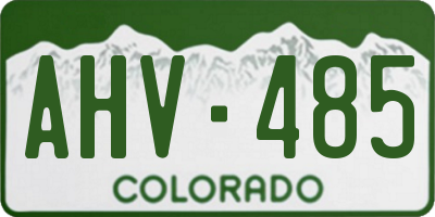 CO license plate AHV485