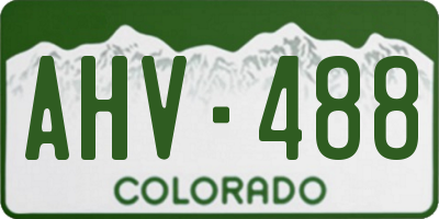 CO license plate AHV488