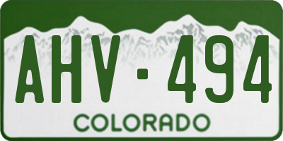 CO license plate AHV494