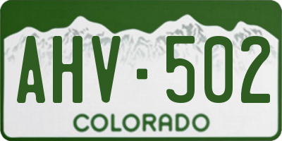 CO license plate AHV502