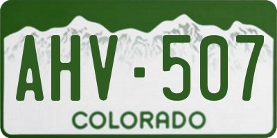 CO license plate AHV507