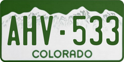 CO license plate AHV533