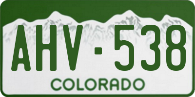 CO license plate AHV538