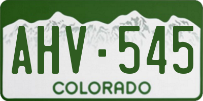 CO license plate AHV545