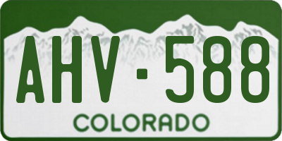 CO license plate AHV588