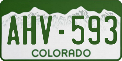 CO license plate AHV593