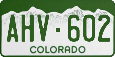 CO license plate AHV602
