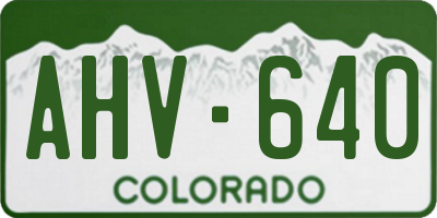 CO license plate AHV640
