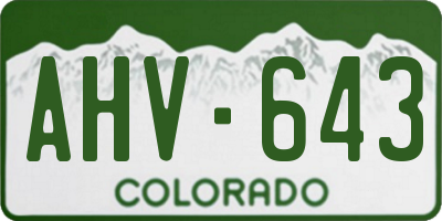CO license plate AHV643