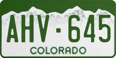CO license plate AHV645