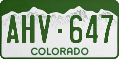 CO license plate AHV647