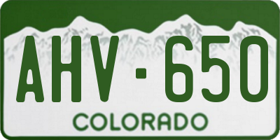 CO license plate AHV650