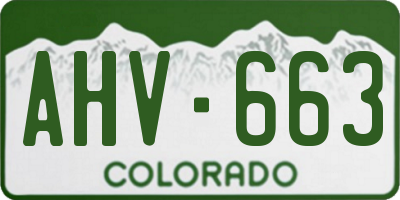 CO license plate AHV663