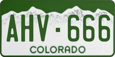 CO license plate AHV666