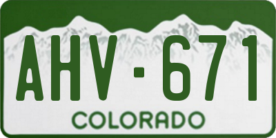 CO license plate AHV671