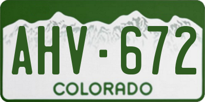 CO license plate AHV672