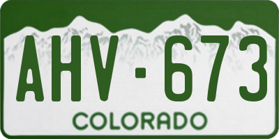 CO license plate AHV673