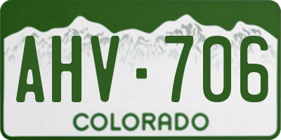 CO license plate AHV706