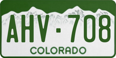 CO license plate AHV708
