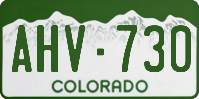 CO license plate AHV730