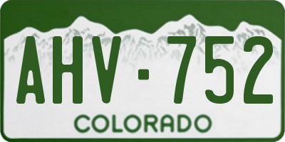 CO license plate AHV752