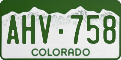 CO license plate AHV758