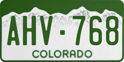 CO license plate AHV768