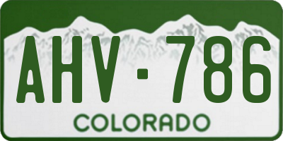 CO license plate AHV786