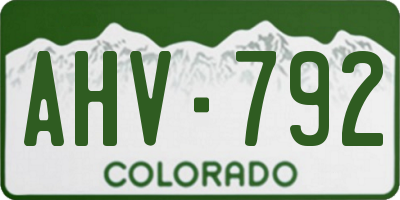 CO license plate AHV792