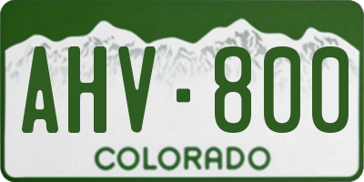 CO license plate AHV800