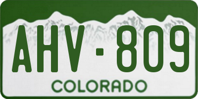CO license plate AHV809