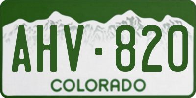 CO license plate AHV820
