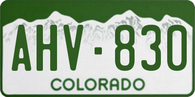 CO license plate AHV830
