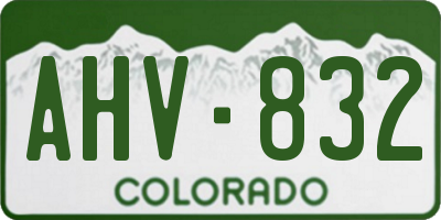CO license plate AHV832