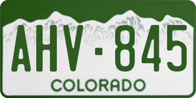 CO license plate AHV845