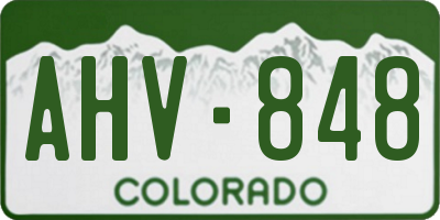 CO license plate AHV848