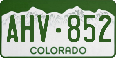 CO license plate AHV852